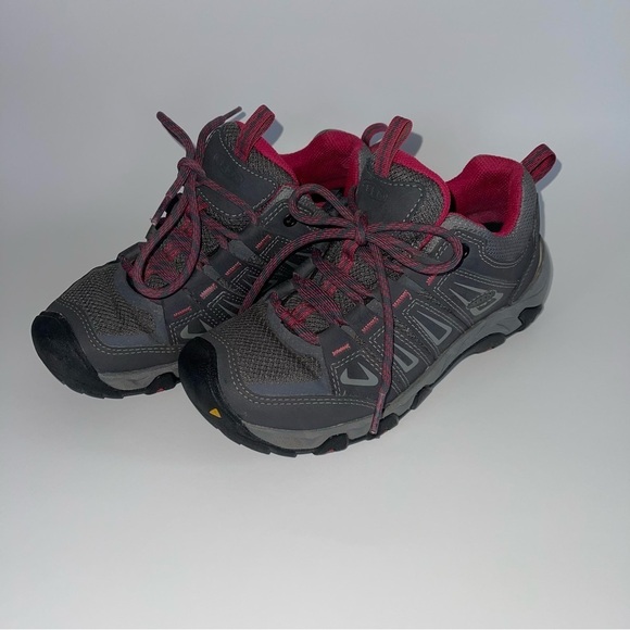 KEEN Hiking Shoes Women's Size 6.5 US Grey Pink OakRidge‎ Sneakers Leather Mesh - Picture 2 of 16